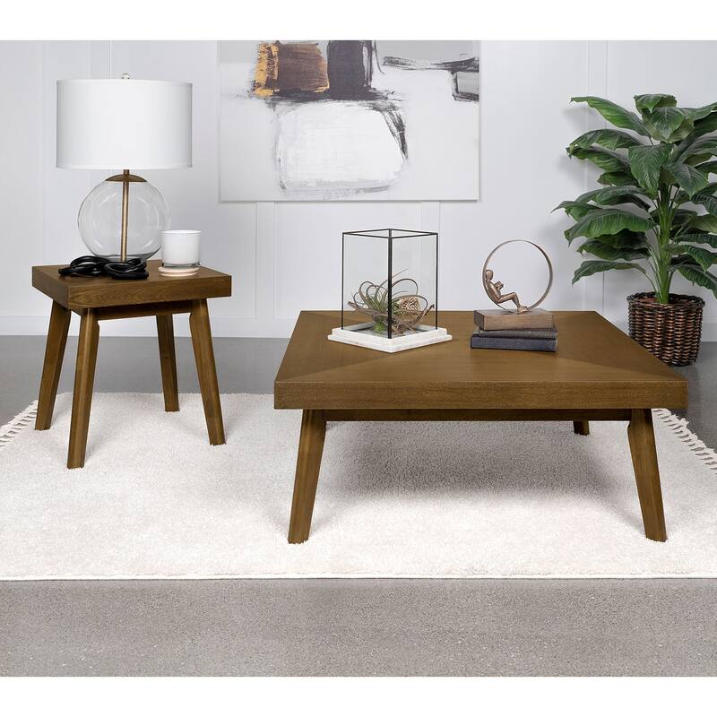 2-piece Wooden Coffee and End Table Set in Walnut - 2 Piece