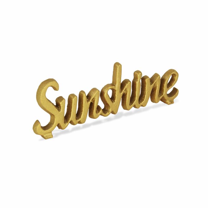 HomeRoots 3" Gold Cast Iron Hand Painted Sunshine Sculpture - 3" H x 8.5" W x 0.75" D