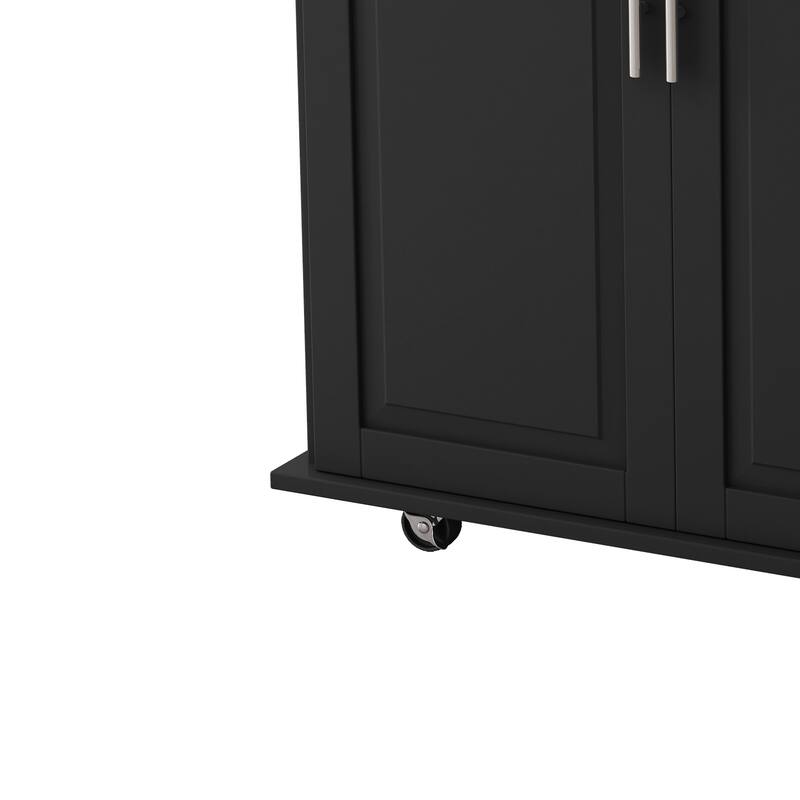 Kitchen Island Cart with 2 Door Cabinet and Three Drawers