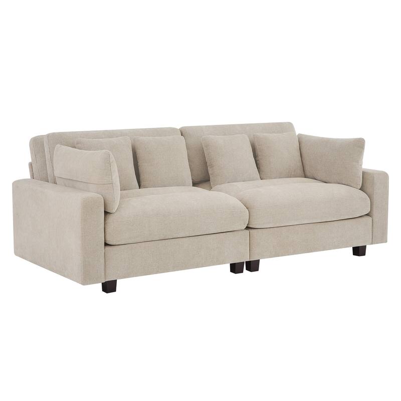 89In Comfy Couch, 3 Seater Sofa With Wood Legs, Chenille Couch For Small Space,Apartment - 89"W X 44.1"D X 33.9"H