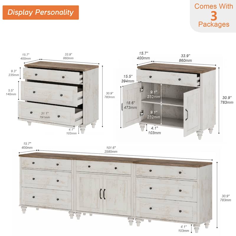 Farmhouse TV Stand with Doors and Drawer﻿