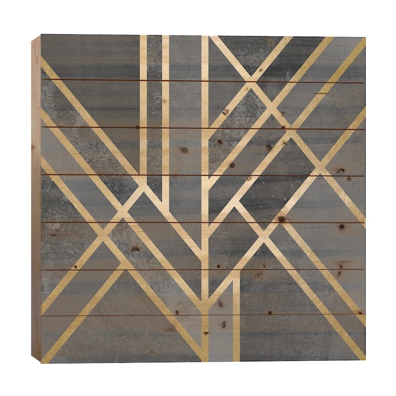 Art Deco Geometry I Print On Wood by Elisabeth Fredriksson - Multi-Color - 26x26x1.5