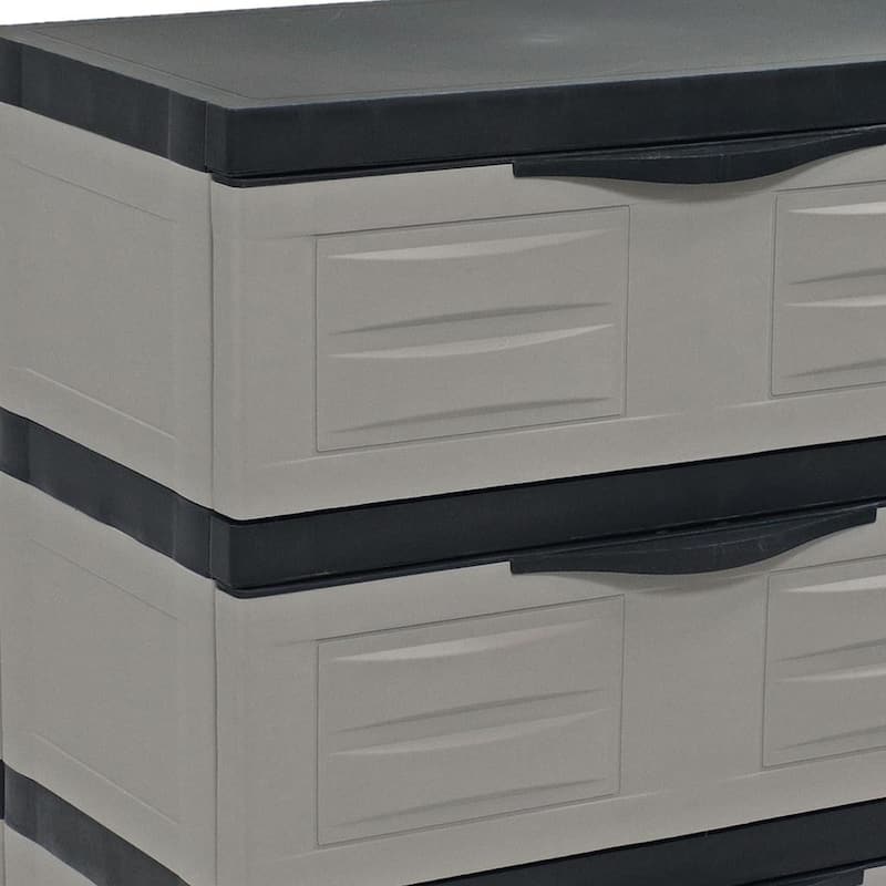 HomeRoots 30" Gray And Black Heavy Duty Plastic Three Drawer Utility Cabinet - 23.25 in. x 29.50 in. x 14.00 in.
