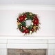 preview thumbnail 4 of 7, 30 in. Lighted Christmas Wreath - Golden Leaf Red Magnolia - 30 Inch
