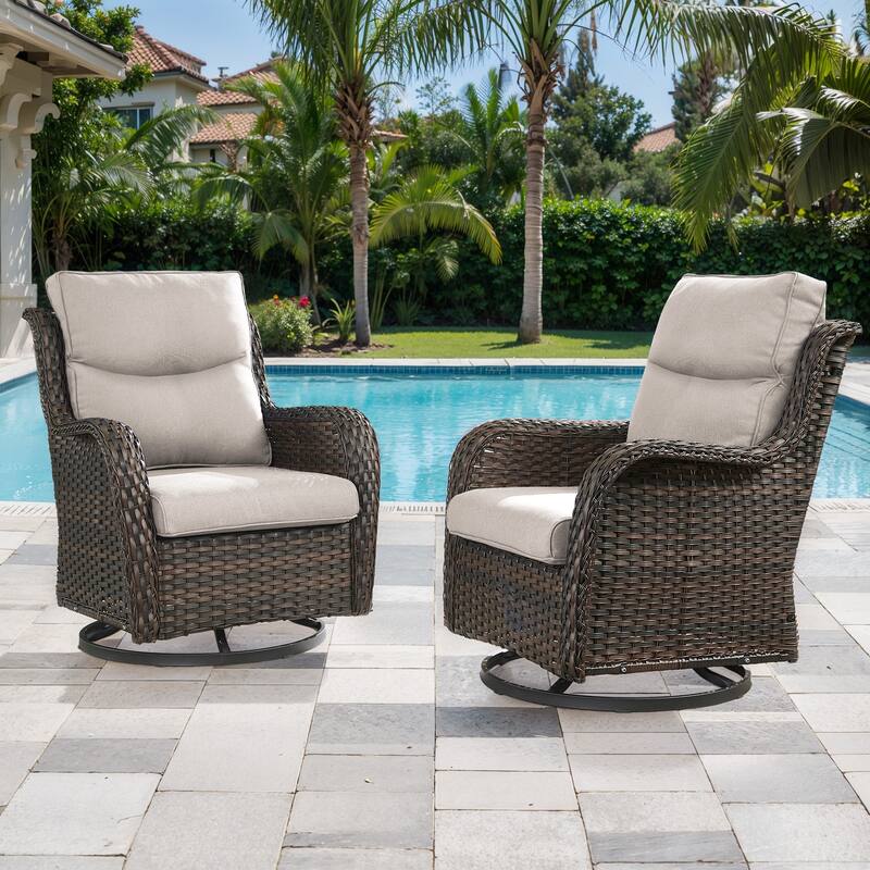 Gymojoy Outdoor Wicker Swivel Glider Chairs with 5" Cushions