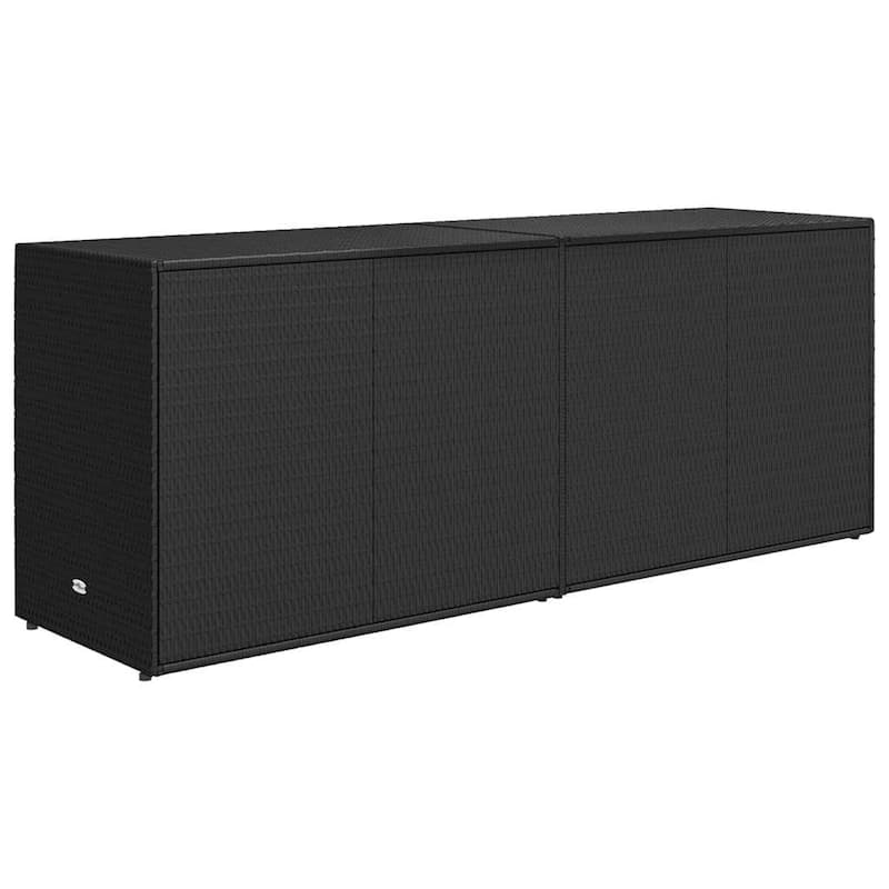 vidaXL Garden Storage Cabinet Black 78"x21.9"x31.5" Poly Rattan