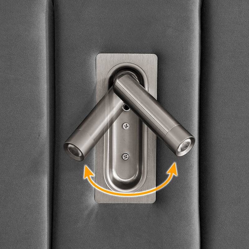 King/Queen Velvet Bed Frame with Vertical Stitch Headboard & Side Table