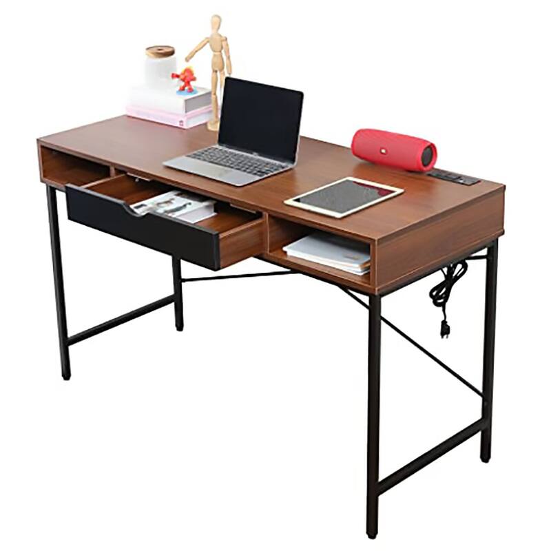 JJS 48" Writing Desk with Power Outlet - Modern Large Computer Desk & Laptop Workstation for Home Office