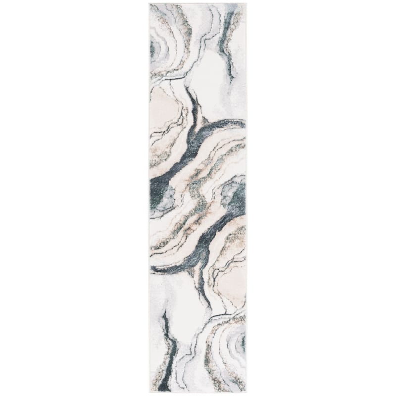 SAFAVIEH Alenia Gana Modern & Contemporary Rug - 2' x 8' Runner - Grey/Blue