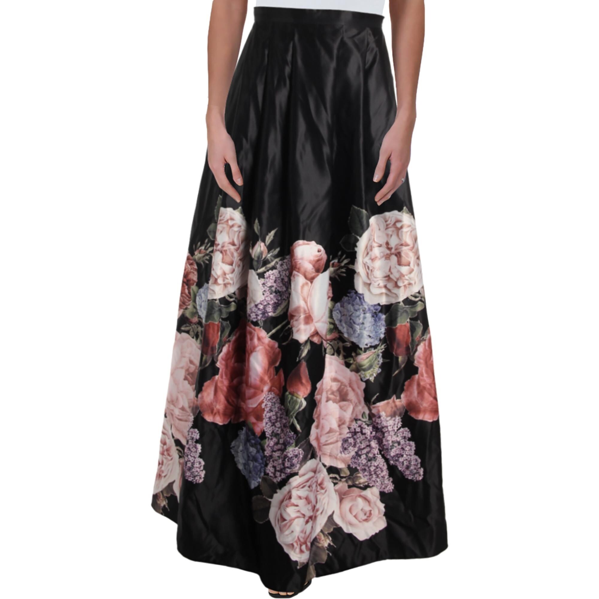 satin floral maxi skirt