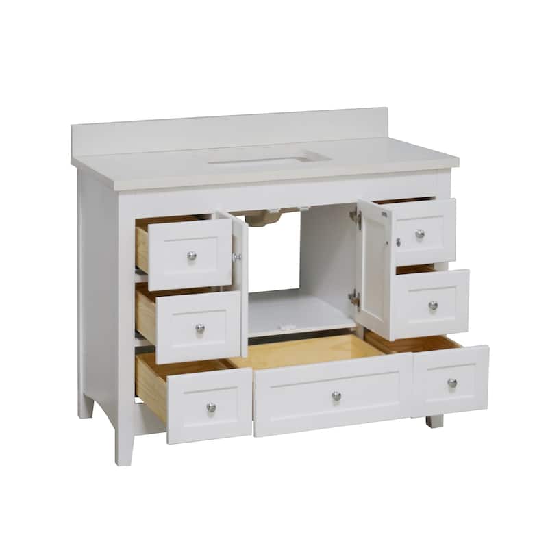 KitchenBathCollection Abbey 48" Bathroom Vanity with Quartz Top