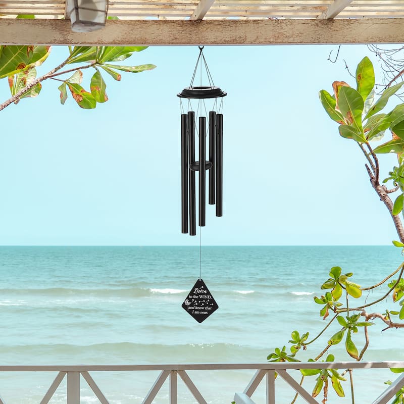 Glitzhome 38''H Metal Black Windchime