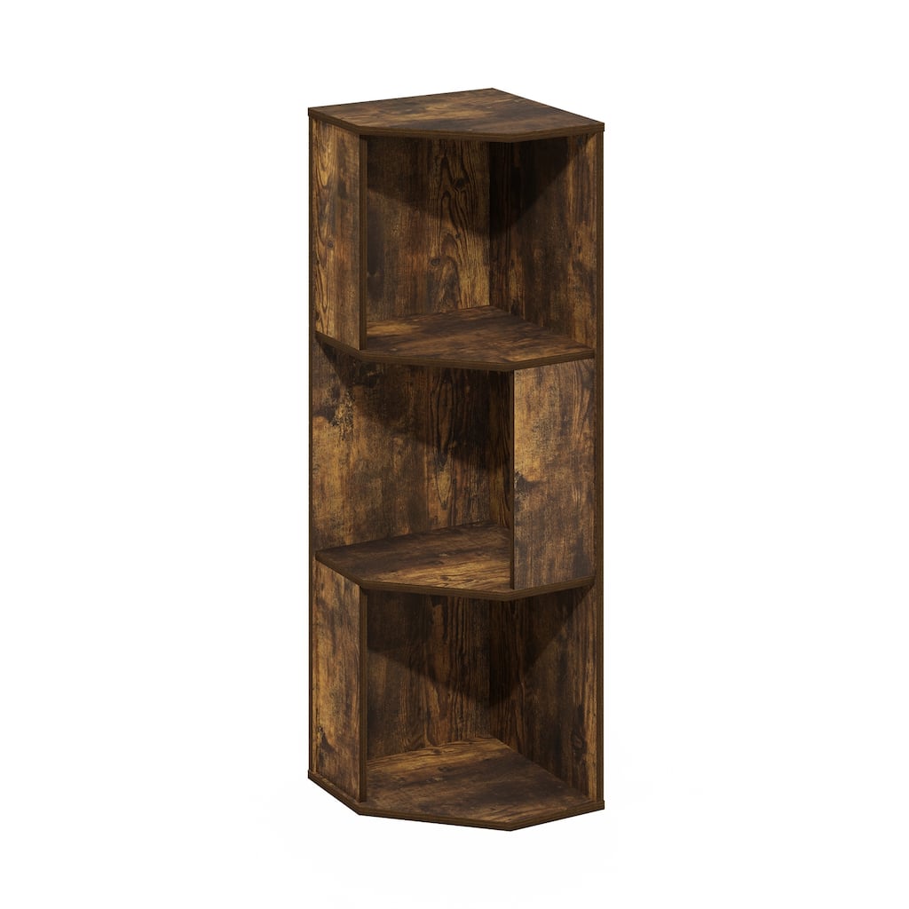 36.6 in. Tall Pine Wood 3-Shelf Bookcase