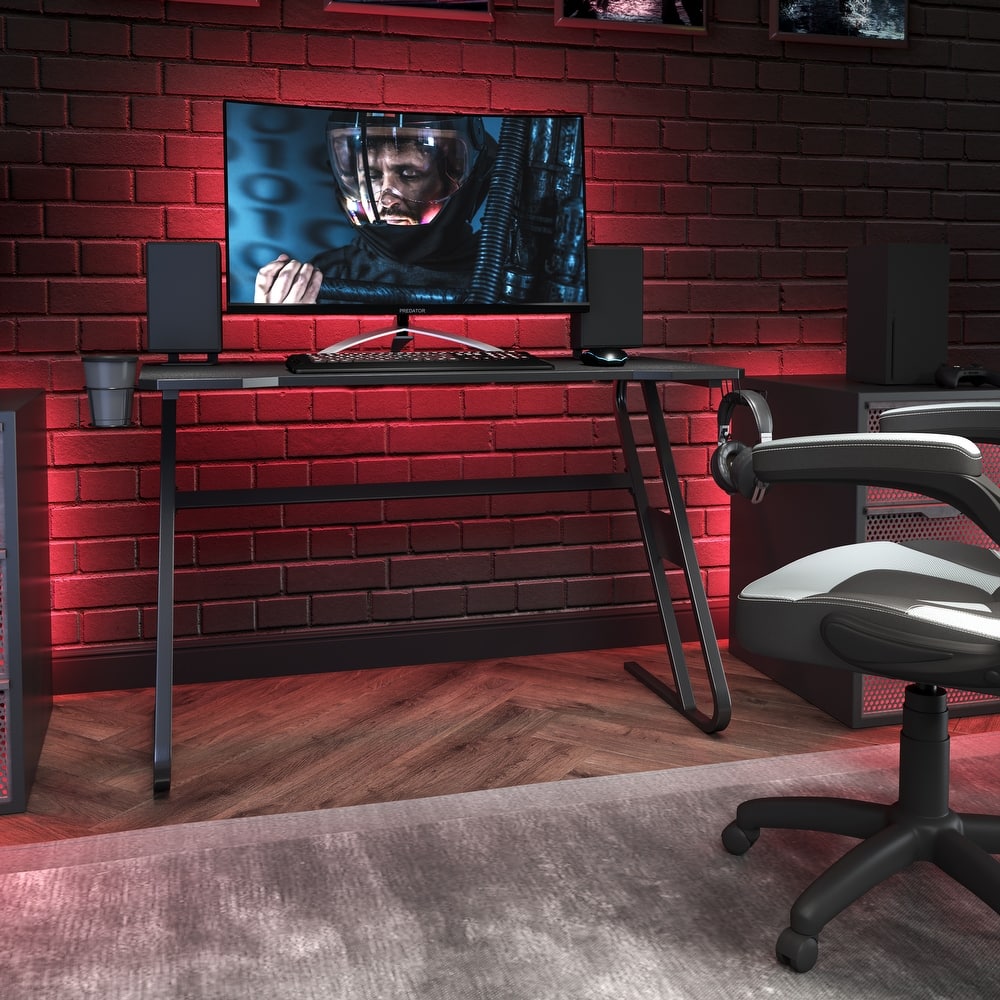 Professional Gaming Ergonomic Desk with Cup Holder and Headphone Hook