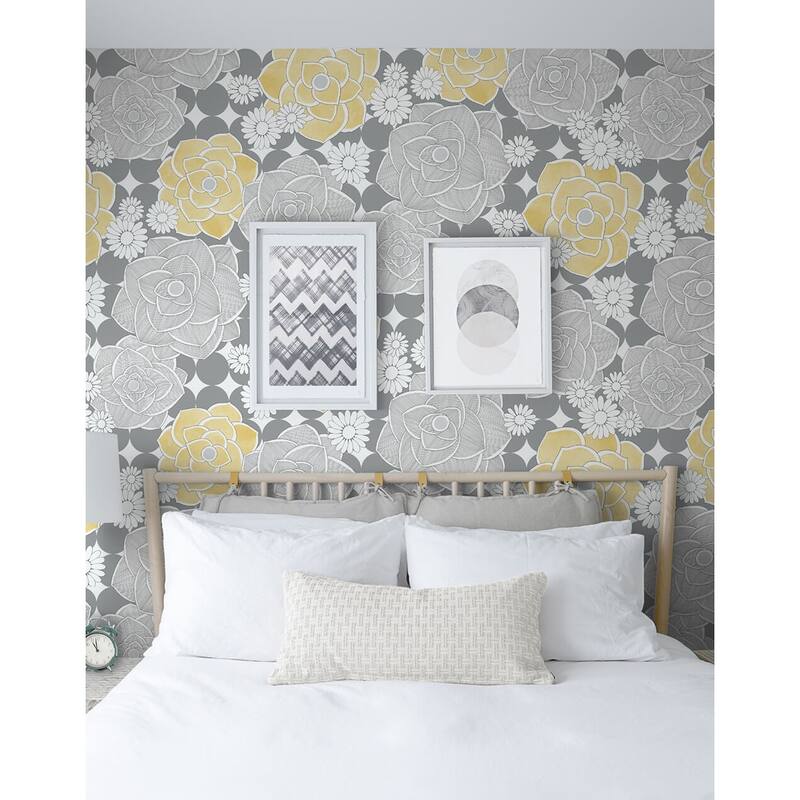NextWall Retro Floral Peel and Stick Removable Wallpaper - 20.5 in. W x 18 ft. L