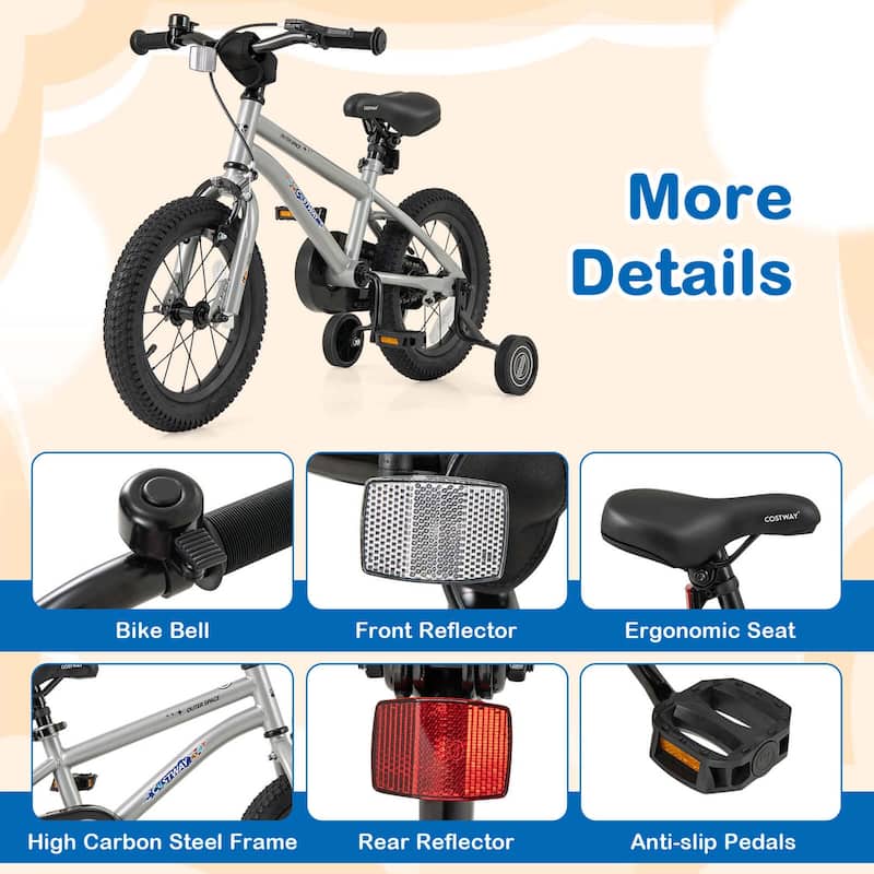 Costway 14/16/18-Inch Kid’s Bike for 4-7 Years Old with Adjustable - See Details