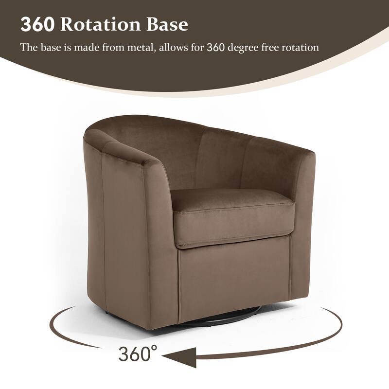 2 Set Modern Upholstered Swivel Barrel Chair Living Room Accent Chair