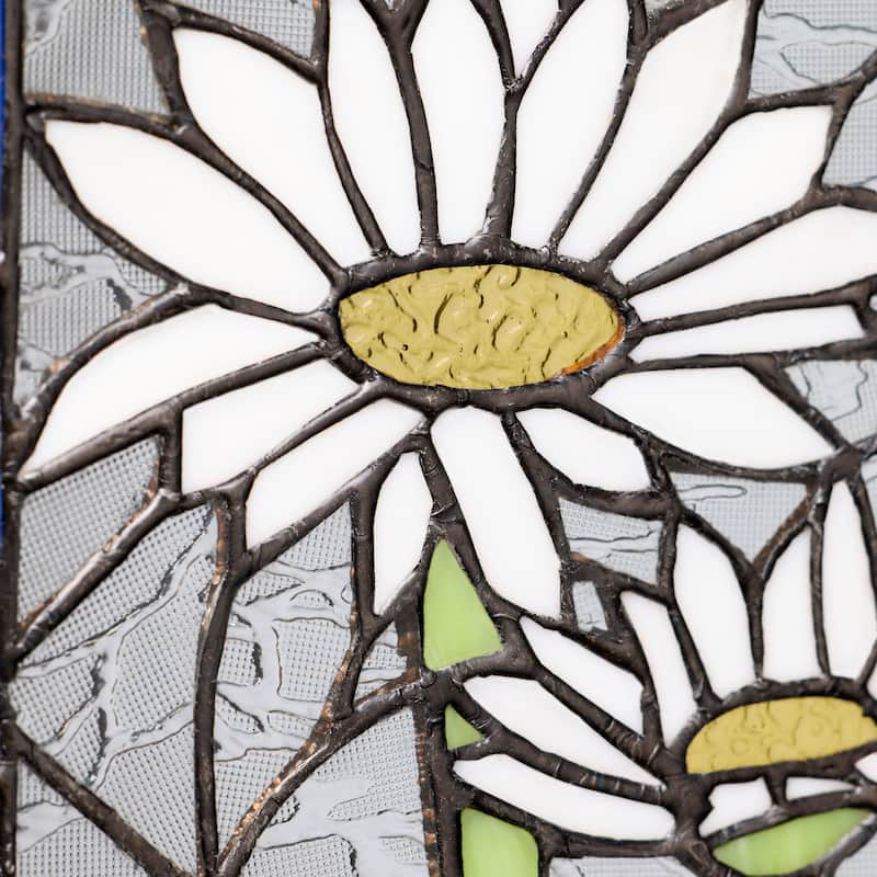 River of Goods 11.25-Inch White Daisies Stained Glass Window Panel - 8" x 0.25" x 11.25"