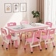preview thumbnail 8 of 19, Kids Table and 4 Chairs Set with Graffiti Desktop Height Adjustable Pink