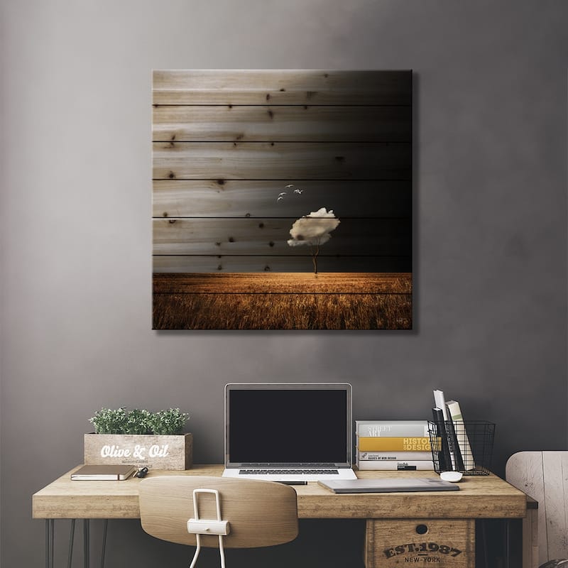 White Birds Print On Wood by Kathrin Federer - Multi-Color