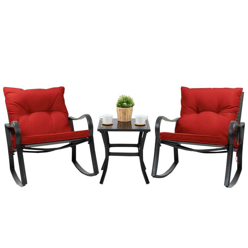 Kozyard Blue Metal 2 - Person Seating Group with Cushions - Burgundy