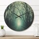 preview thumbnail 1 of 7, Designart 'Fall Forest Path with Green Light' Oversized Traditional Wall CLock