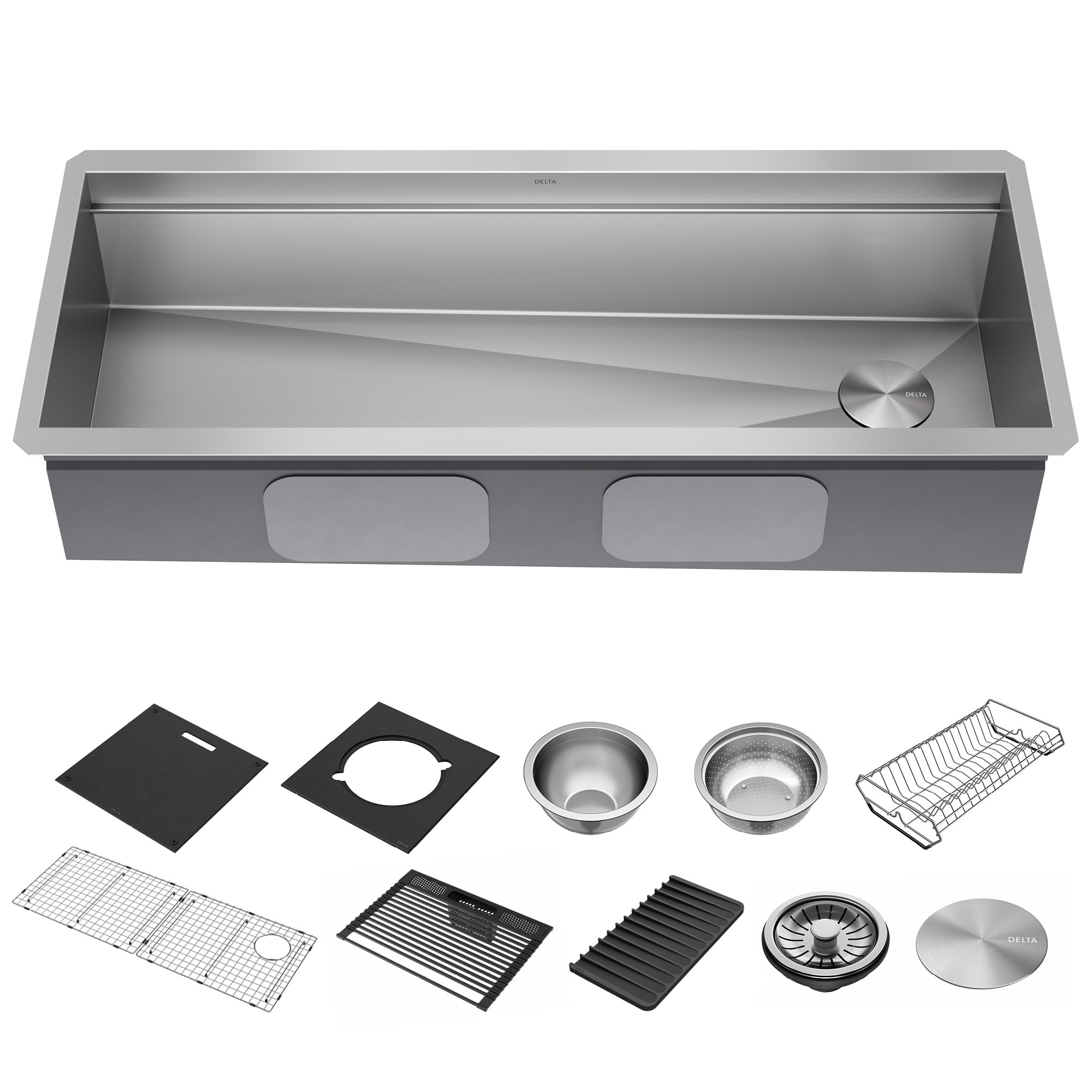 Delta 95BA131-45S Rivet 45” Workstation Kitchen Sink Undermount 16
