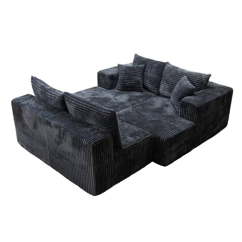 132.2" U-shaped Corduroy Sectional Sofa, No Assembly Required