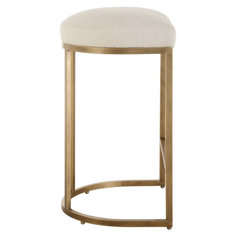 Gold Half-moon Metal Base and Cream Cushion Counter Stool