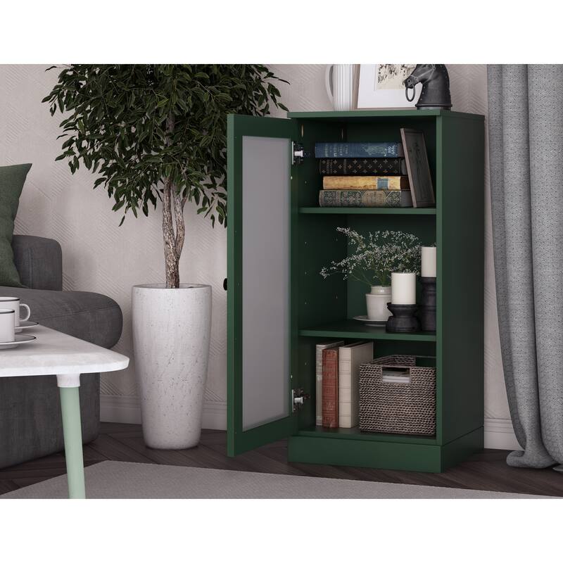 Palace Imports 100% Solid Wood 3-Shelf Bookcase with Frosted Glass Door and Adjustable Shelves