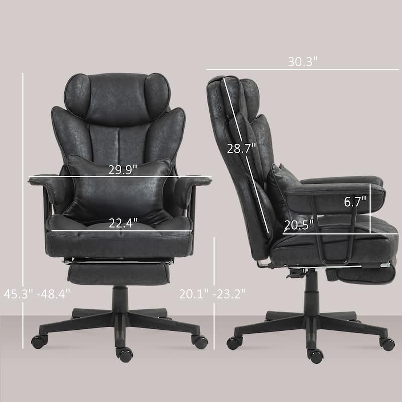 Heated Massage Executive Office Chair with 6 Vibration Points, Reclining Desk Chair with Lumbar Support and Footrest
