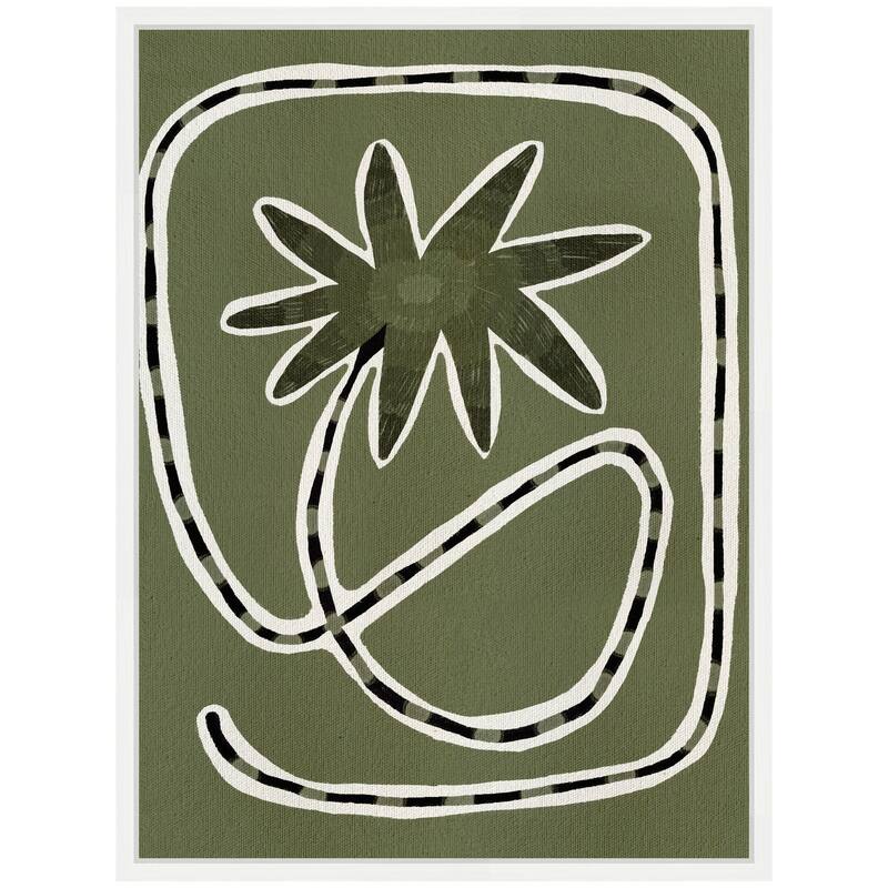 Kate and Laurel Sylvie Delicate Bloom 18 Framed Canvas by Shatha Al Dafai
