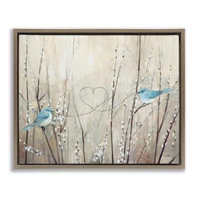 Stupell Love Birds Heart Shape Framed Floater Canvas Wall Art Design by Julia Purinton