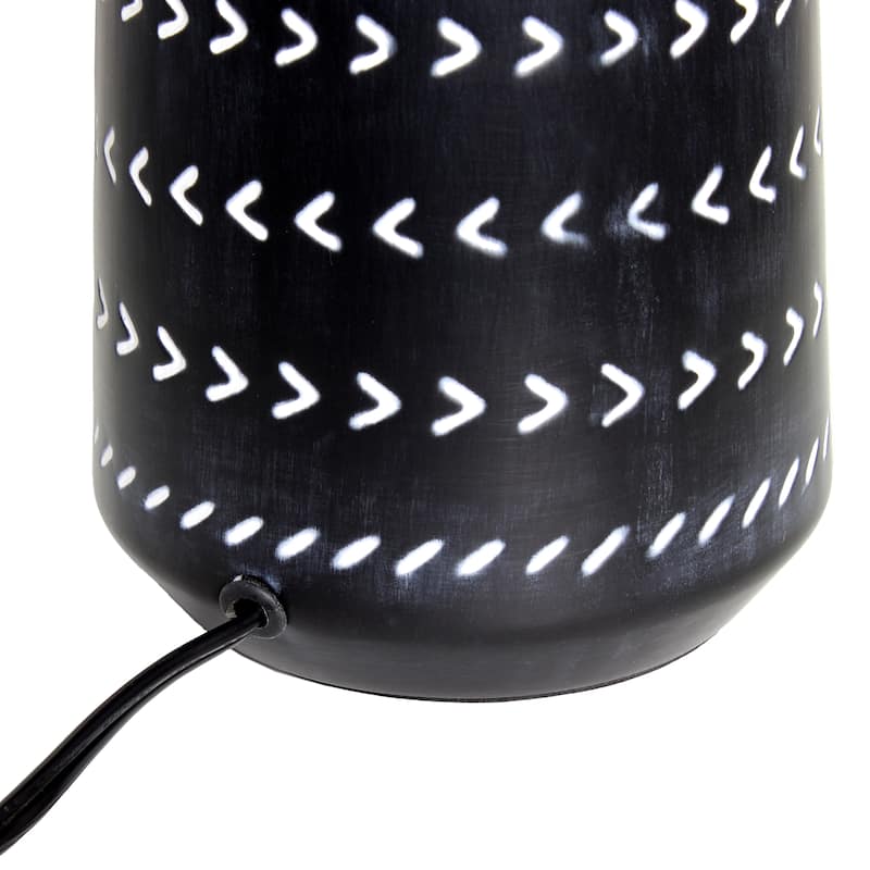 Patterned Ceramic Table Lamp with Fabric Drum Shade Modern Boho Style Multiple Colors - 8.27” x 8.27” x 17.00”