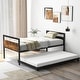 preview thumbnail 2 of 3, Twin size Industrial Farmhouse Metal Wood Daybed with Trundle Bed Frame - Multi