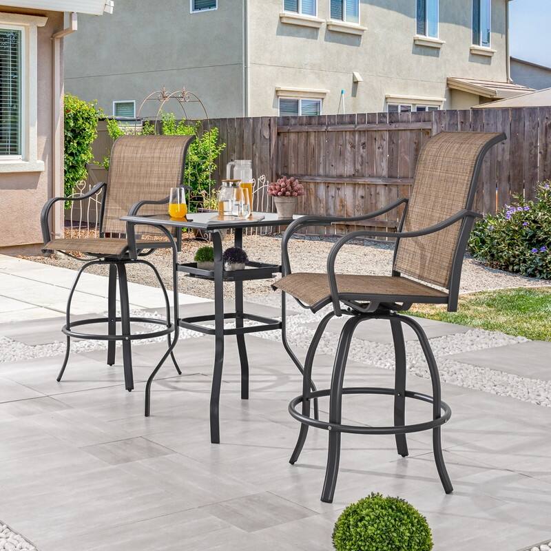Patio Festival Outdoor 2-Person Bistro Dining Set - Beige