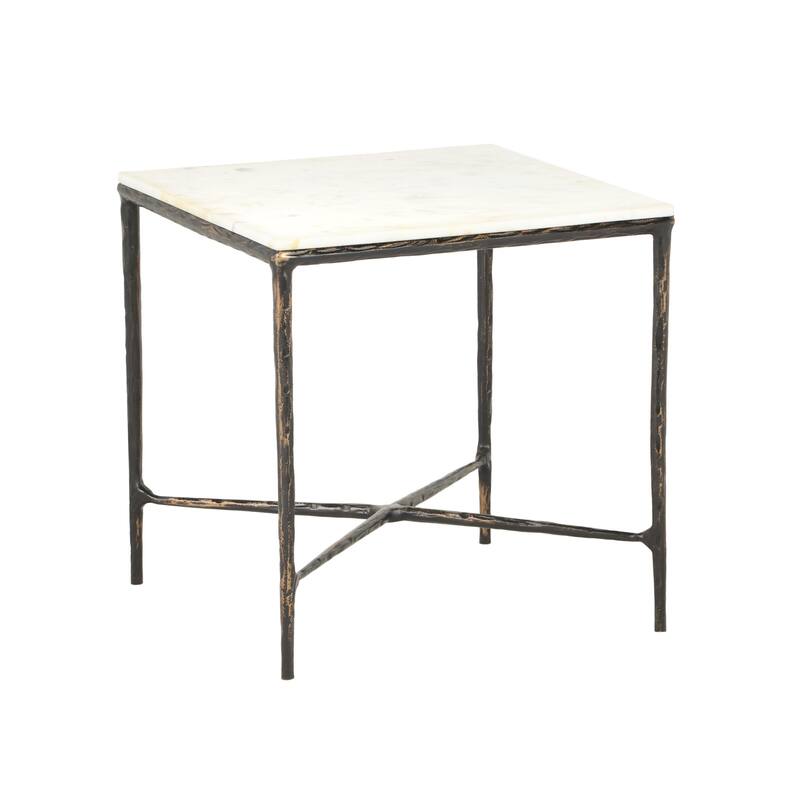 Sevita Marion Marble and Metal Side Table Contemporary End Table - 22" H x 22" W x 22" D