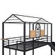 preview thumbnail 16 of 16, Stylish Twin Over Twin Metal House Bunk Bed With Slide, Sturdy Frame, Safety Ensured, Friendly Design, Black