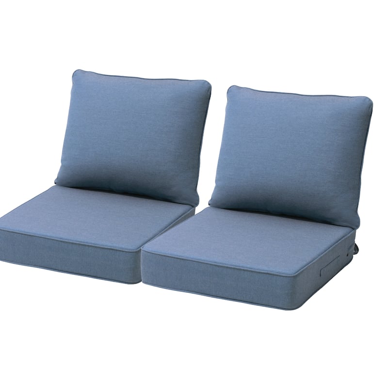Pellebant 24 x 24 x 5.5 in Outdoor Patio Seat Cushion Set with Sunbrella Fabric - SpectrumDenim-2PC