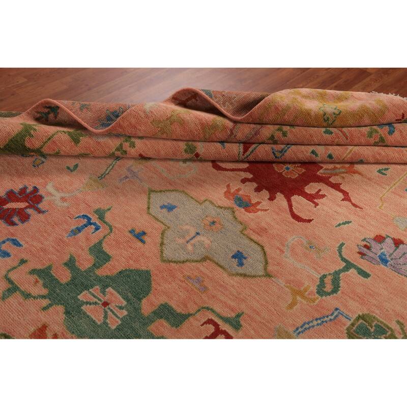 Oushak Indian Area Rug Hand-Knotted Floral Wool Carpet - 8'11"x 11'11"