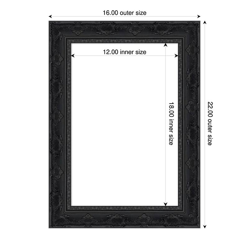 Filigree Framed Dry Erase Magnetic Board - 16 x 22 in - Filigree Gloss Black