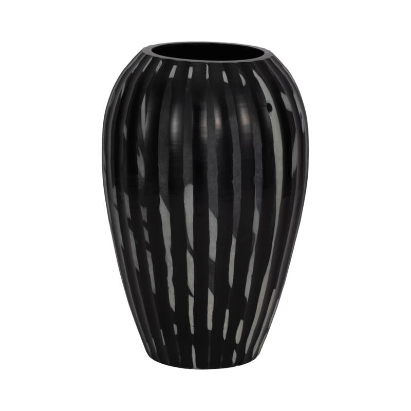 Glass Small Curved Tapered Decorative Vase - Black