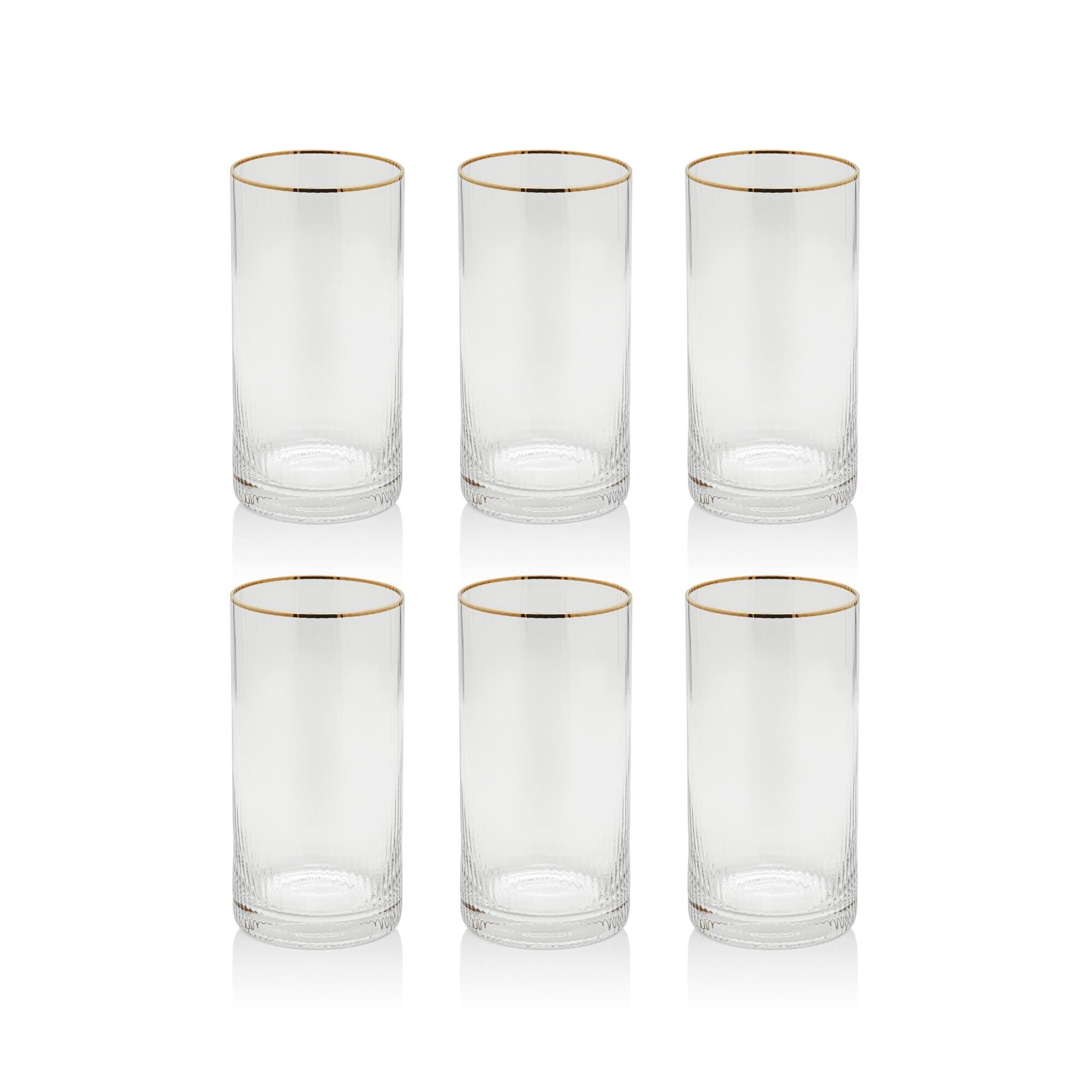 Optic Highball Glasses with Gold Rim, Set of 6 Bed Bath & Beyond