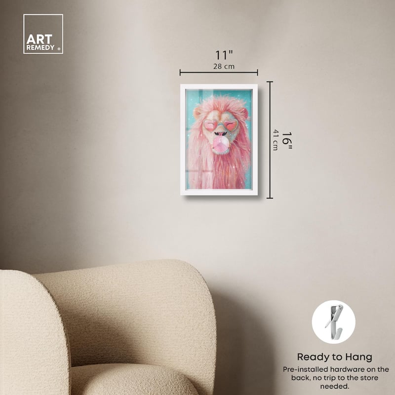 Pastel Lion Bubblegum Shadowbox by Art Remedy