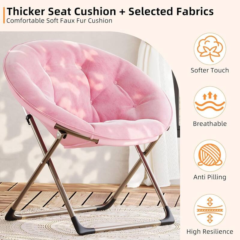Foldable Comfy Plush Saucer Chair for Adults for Bedroom, Dorm, Gaming, Small Spaces