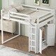 preview thumbnail 3 of 29, Full Size Wood Loft Bed with Built-in Wardrobe and Storage Shelves and Led Light