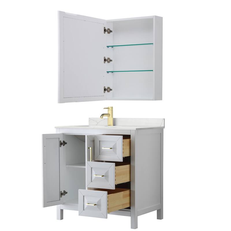 Wyndham Collection WCV252536S-QTZ-UNSMED Daria 36" Free Standing