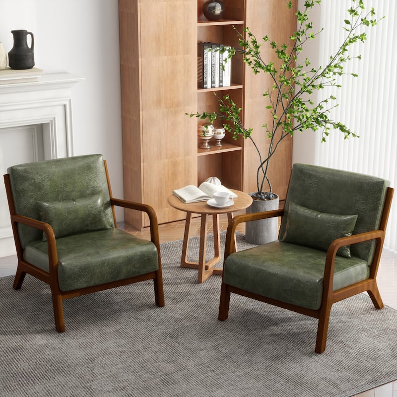 Upholstered Armchair Accent Chairs with Pillows Set of 2