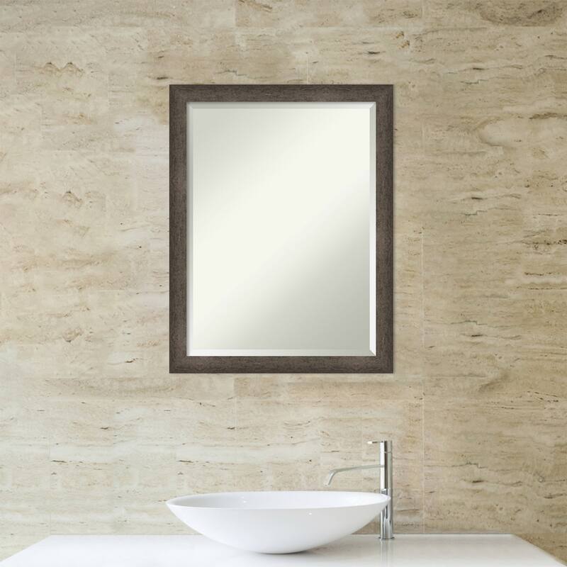 Dappled Narrow Beveled Wood Framed Bathroom Vanity Wall Mirror