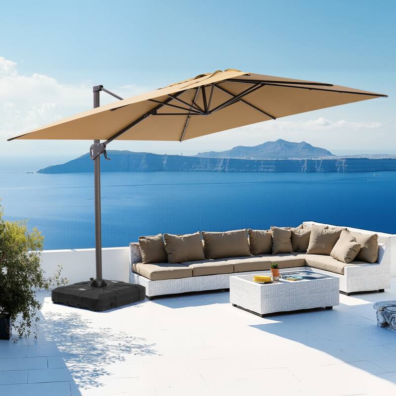 Crestlive Products Outdoor 10ft Patio Cantilever Offset Umbrella with Base